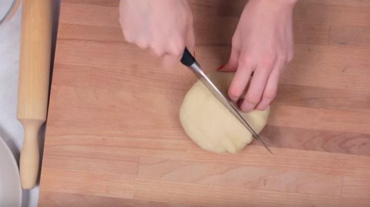 The dough is divided into two parts.
