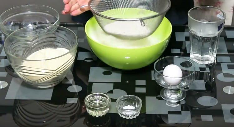 Sift flour into a bowl.