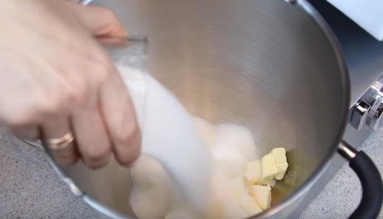 Add sugar to the butter.