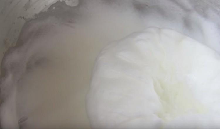 Beat the whites until soft peaks.