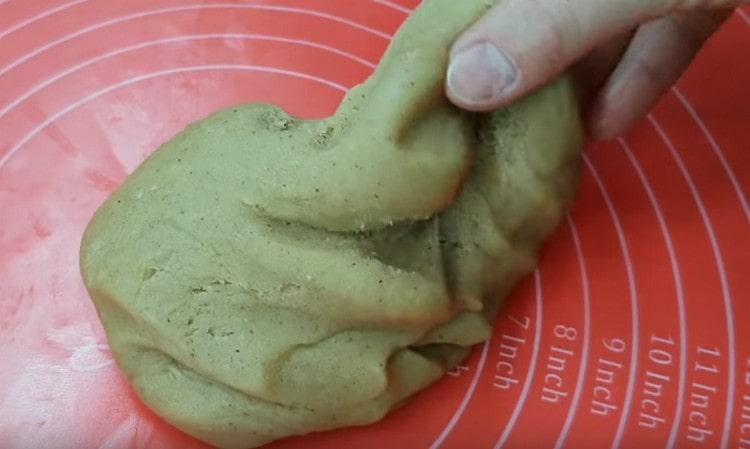 The finished dough is soft and plastic.