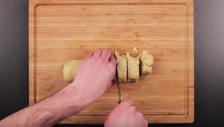 Cut the roller into biscuit blanks.