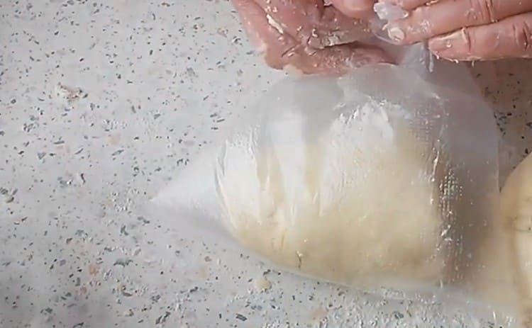 Now the dough needs to be placed in a bag and sent to the refrigerator.