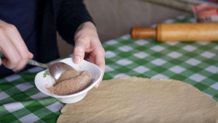 Mix cinnamon with sugar.