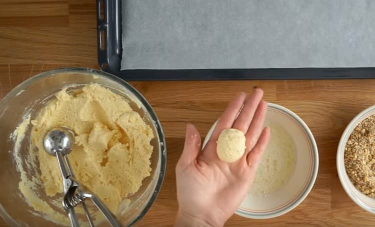 Roll up the ball from the dough.