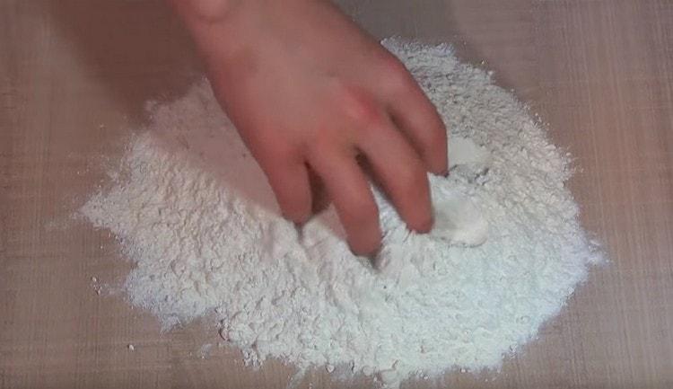 Mix flour with salt and baking powder.