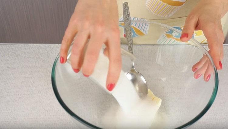 Add sugar to the oil.