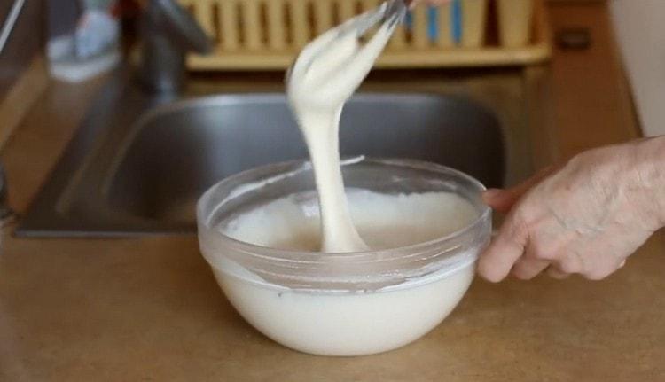 The dough should turn out pretty thick.