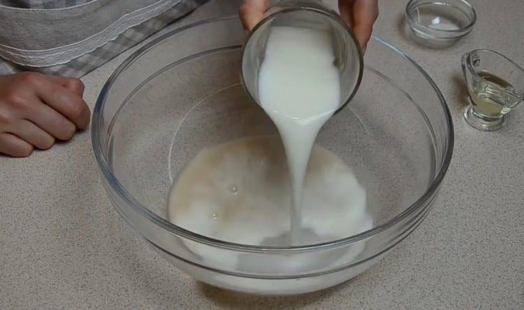 We also add warm milk.