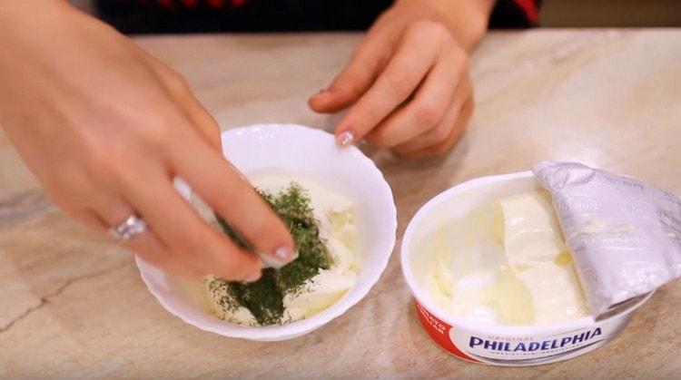 Mix Philadelphia cheese with finely chopped dill.