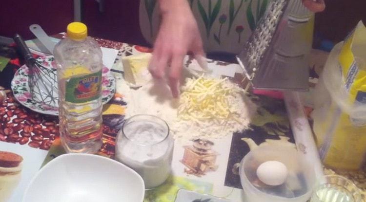 Rub the cold butter directly into the flour.