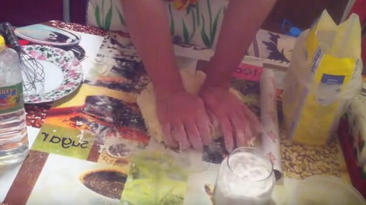 Knead the dough a little.