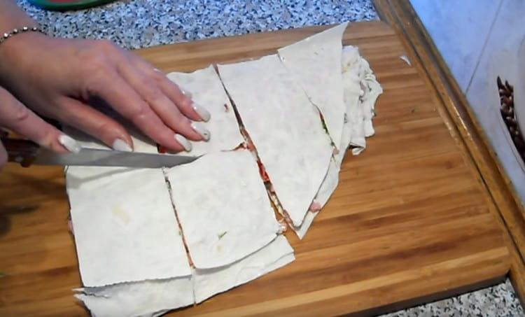 Cut the resulting workpiece into portioned pieces.