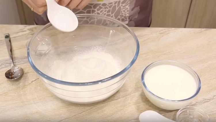 Add salt to the flour.