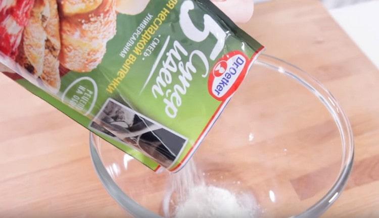 Pour yeast or mixture into a bowl to prepare the dough.