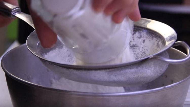 Sift the flour.