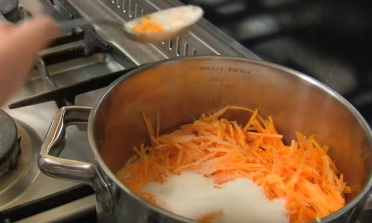 Add sugar and a little salt.