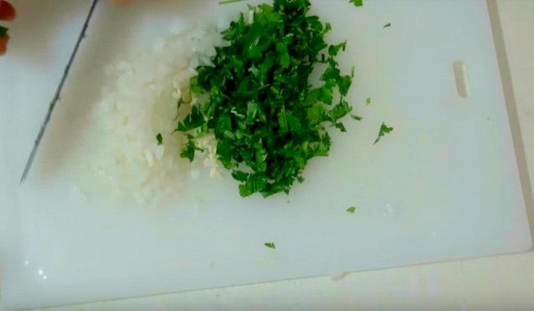 Cut greens as finely as possible.