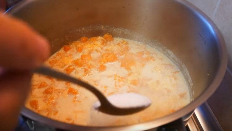 Add sugar and a little salt.