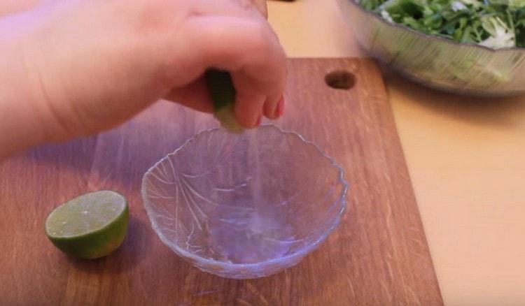 Squeeze the juice out of half a lemon.