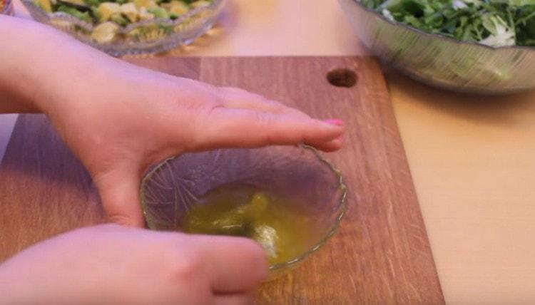 Mix the dressing well.