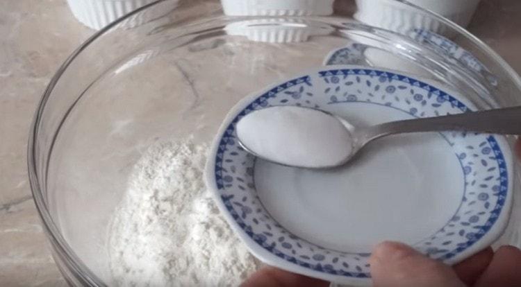 Add salt to the flour.