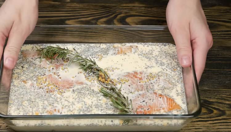 We put the form with fish in the oven.