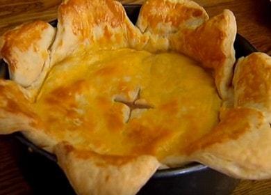 We are preparing an original puff pie with meat according to the recipe with step by step photos.