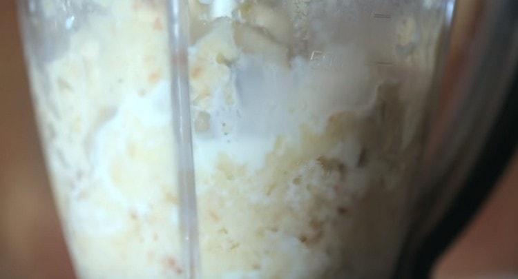 Add milk to the blender and turn it on again.