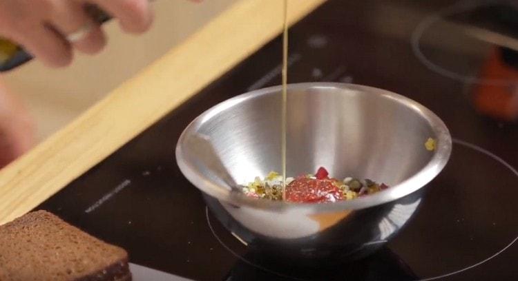 Add a little olive oil, salt, pepper.