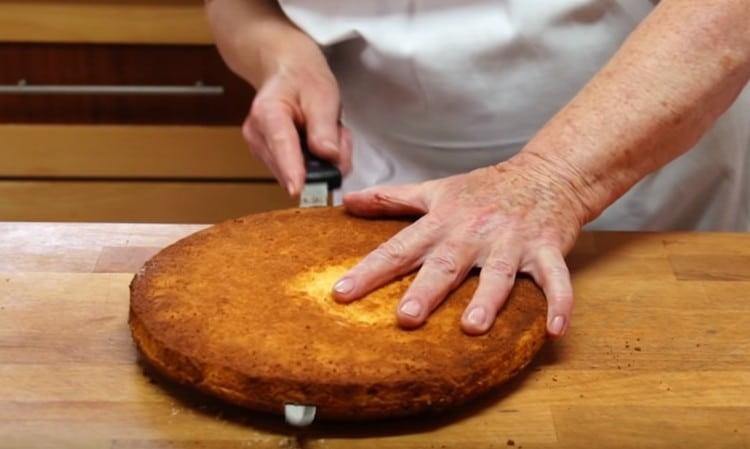 cut the biscuit into two parts.