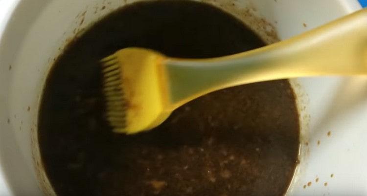 Cooking tuna marinade.