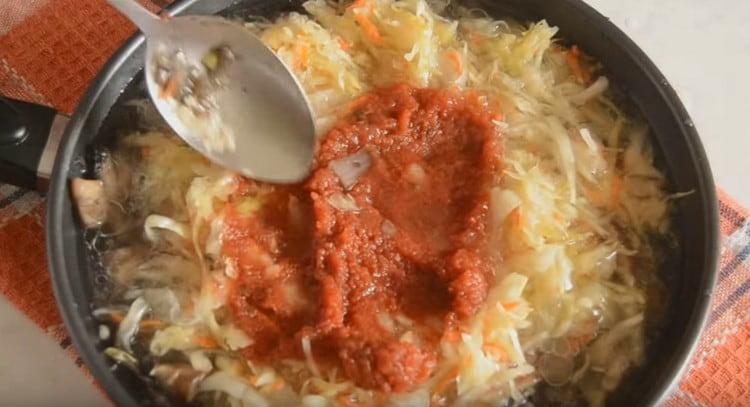 Add water, as well as tomato paste.