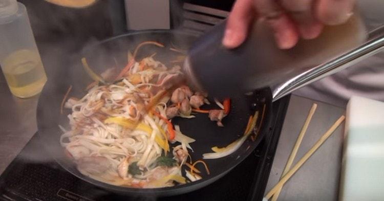 At the very end, add a little oyster sauce.