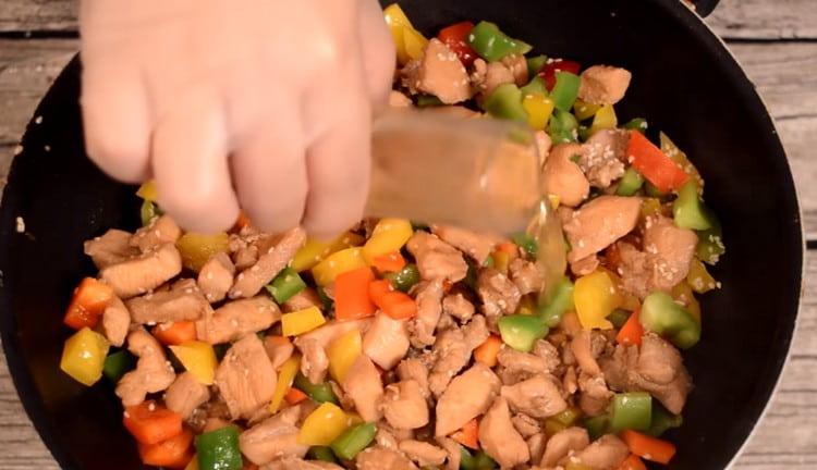 Add dry white wine, let it evaporate.