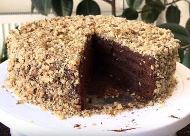 Chocolate cake with nuts - delicious and juicy
