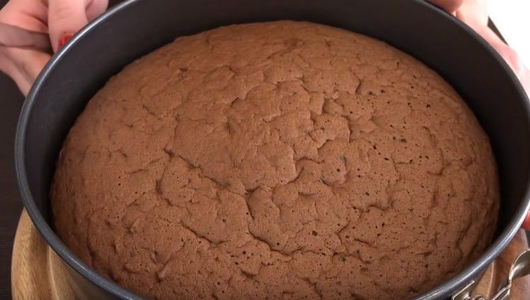 Sponge cake can be checked for readiness with a toothpick.