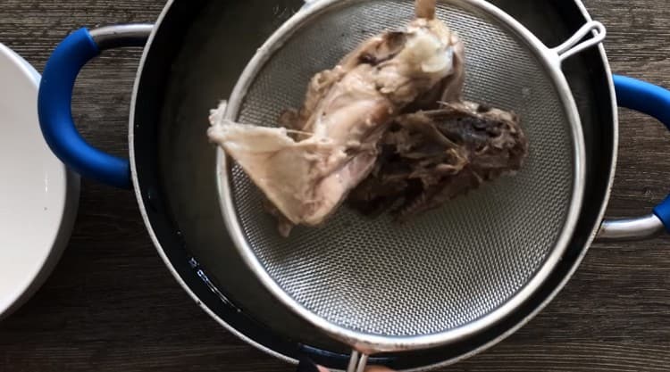 From the finished broth we get the meat.