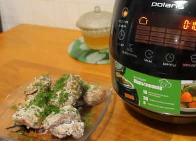 Rabbit in sour cream sauce in a slow cooker according to a step by step recipe with photo