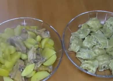 Puff khinkal with chicken - secrets of Caucasian cuisine