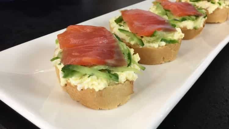 sandwiches with red fish are ready