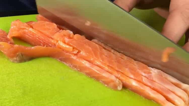 To make sandwiches with red fish, cut the ingredients