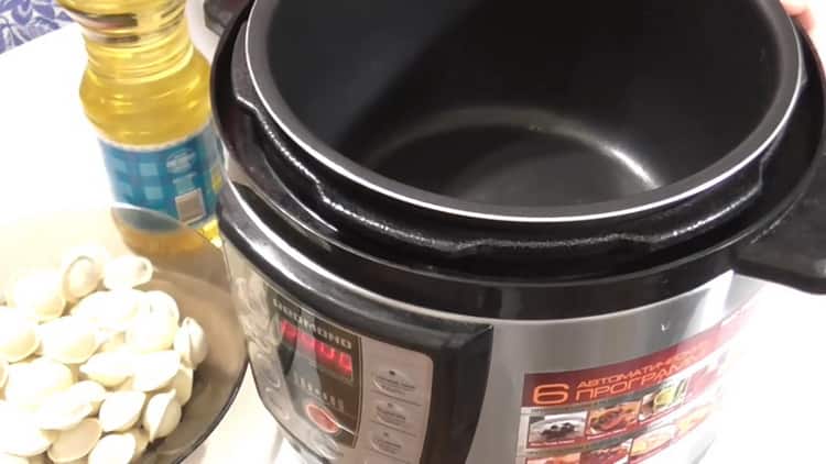 To prepare fried dumplings in a slow cooker, prepare the ingredients