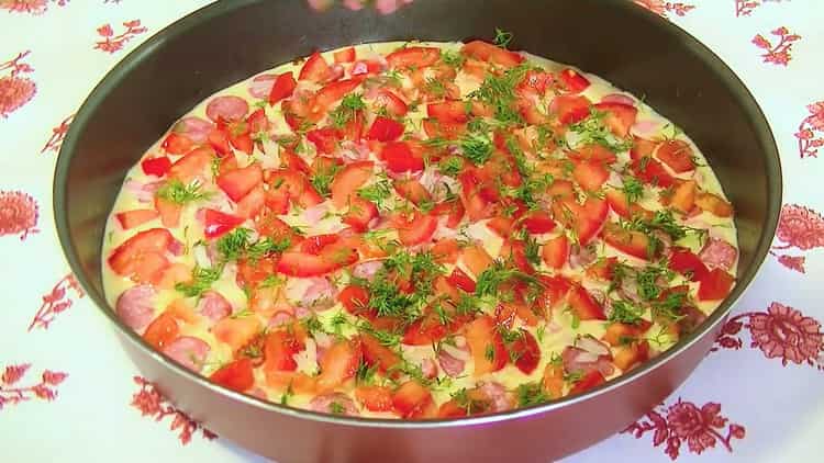 To make jellied pizza in the oven, chop greens