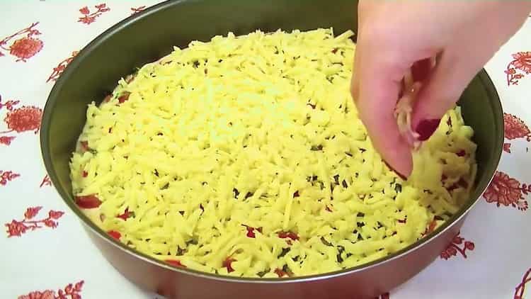 To make jellied pizza in the oven, grate cheese