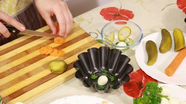 To make chicken aspic, prepare decorations