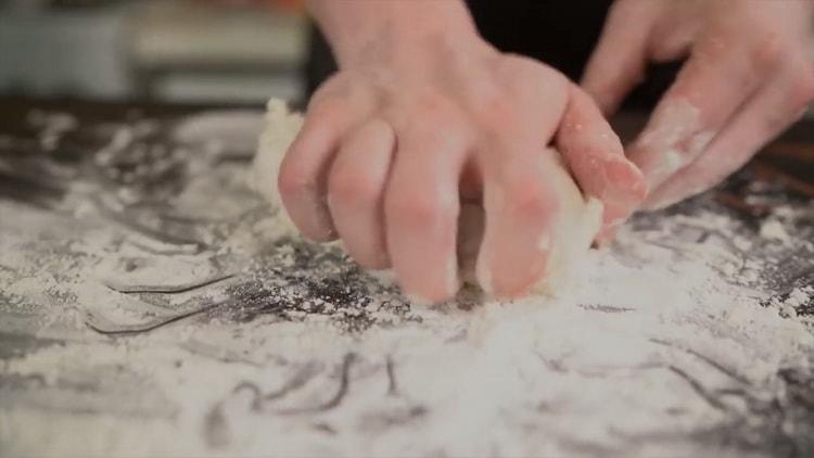 To make a classic pizza, knead the dough