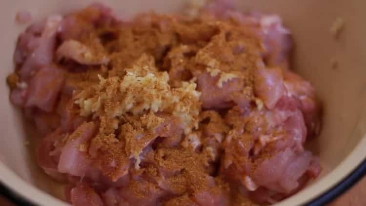 To make chicken sausages at home, add spices