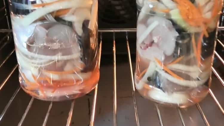 For the preparation of canned fish at home. preheat the oven