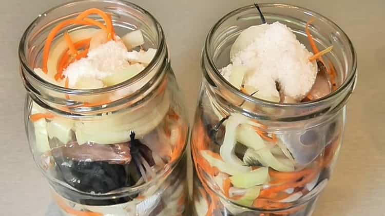 For the preparation of canned fish at home. put salt